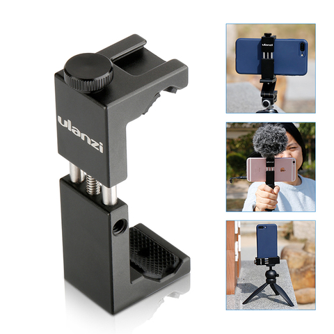 ULANZI Phone Holder Tripod Mount Adapter Monopod Clip Clamp Cold Shoe for iPhone 7 8 X XR XS Max Samsung S8 S9 S10 Plus Huawei ► Photo 1/6