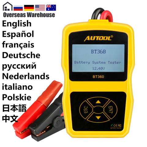 AUTOOL BT360 12V Auto Battery Tester 12v Car battery analyzer Cranking Multi-Language Diagnostic Tool Performance than bt460 ► Photo 1/6