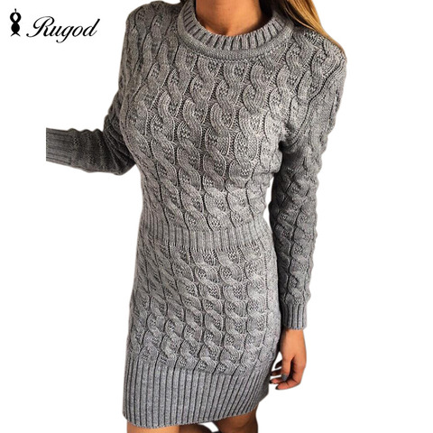 New Arrival Autumn Winter Knitted Dress Women O-neck Sexy Solid Party Dresses Long Sleeve Elegant Bodycon Sweater Dress Vestidos ► Photo 1/6