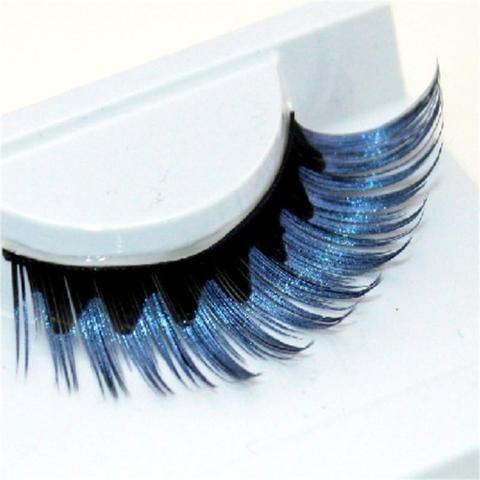 1 pairs colorful blue black staining natural false eyelashes cross exaggerated stage false eye Lashes makeup tool R011 ► Photo 1/2