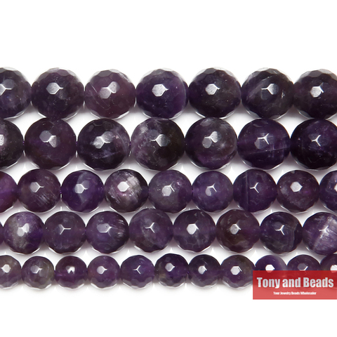 Free Shipping Natural Stone Faceted Purple Amethysts Quartz Loose Beads 15