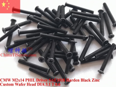 screw M2x14 Wafer Head Phillips driver Black Zinc ROHS 100 pcs ► Photo 1/1