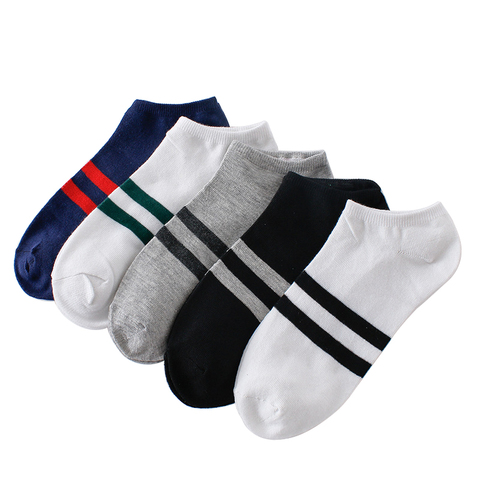 10pcs=5pairs Men's Socks Cotton Stripe Boat Socks All Seasons Spring Autumn Male Casual Harajuku Breathable Men Ankle Sock Meias ► Photo 1/6