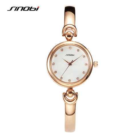 SINOBI Top Fashion Women Golden Bracelet Watches Girls Luxury Brand Watches Women Females Geneva Quartz Clock Ladies Wristwatch ► Photo 1/6