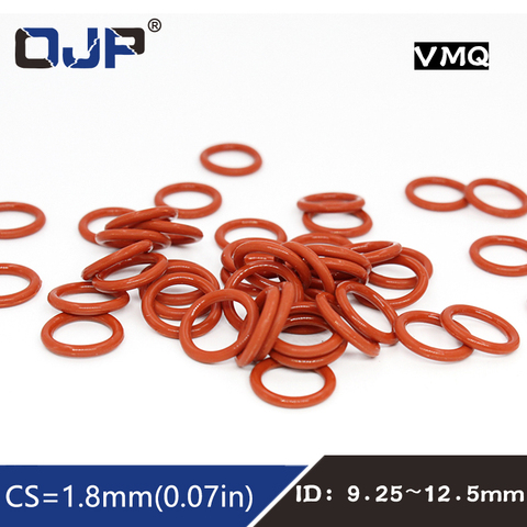 10PCS/lot Red Silicon Rings Silicone/VMQ O ring 1.8mm Thickness ID9.25/9.5/10/10.6/11.2/11.8/12.5mm Rubber O-Ring Seal Gasket ► Photo 1/6