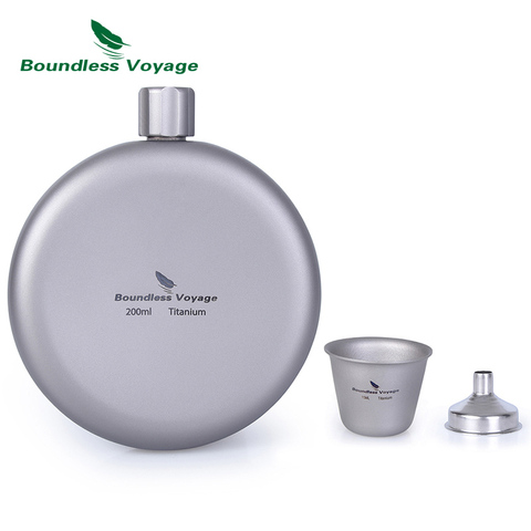Boundless Voyage Titanium Round Hip Flask with Funnel Camping Sports Bottle Wine Whiskey Water Drinking ► Photo 1/6