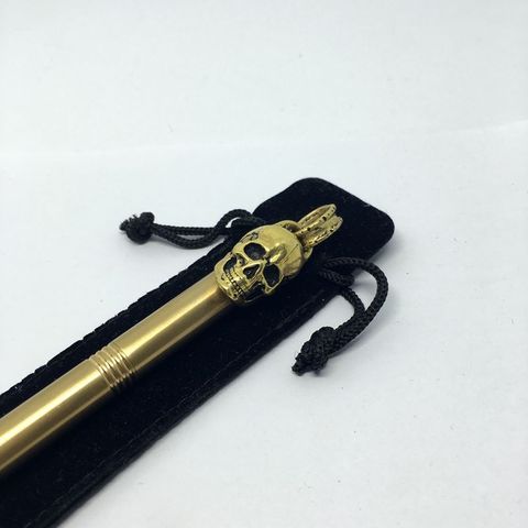 1 pcs Handmade  Skeleton Cap Brass Signature Pen , Solid Portable Pocket Copper Gel Pen Tactical Pen Self Defense EDC ► Photo 1/1