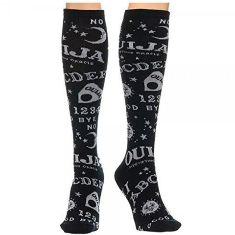 Free Shipping Thigh High Long Socks Women Ladies Black Color Over The Knee Fashion Letter Pattern Ouija Board  Rainbow Japanese ► Photo 1/6