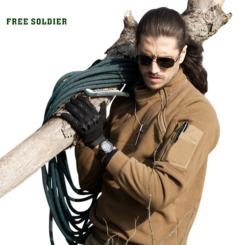 FREE SOLDIER Outdoor Sports Tactical Fleece Fabric Men's Coat For Male For Camping Hiking Outerwear Winter Clothing ► Photo 1/6