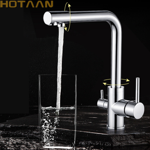 Free shipping Multifunctional New Chrome Pure Water Kitchen Sink Faucet Swivel Spout Mixer Tap With Purified Water outlet 6010-C ► Photo 1/6