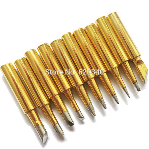 10pcs/set Lead-free Golden kingkong Electric iron Solder tip 900M-T For 936 Saike 909D 852D+ 952D Diamagnetic DIY ► Photo 1/2