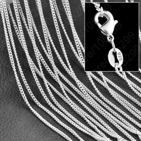 10 PCS Pure 925 Sterling Silver Charm Link Necklace Chains Jewelry With Good Quality Lobster Clasps Set 16-30 Inches ► Photo 1/1