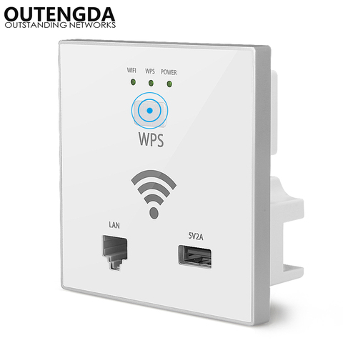 300Mbps in Wall AP WiFi Access Point Wireless Socket for Hotel Wi-Fi Project Support AC Management & RJ45 USB WPS Encryption ► Photo 1/6
