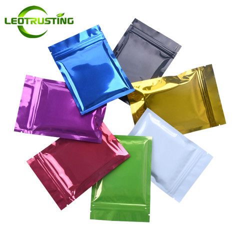 Leotrusting 100pcs 7 Colors Glossy Aluminum Foil Zip Lock Bag Flat Bottom Shiny Foil Packaging Bag Sample Bag Powder Gift Bags ► Photo 1/6
