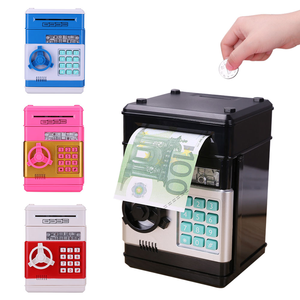 Automatic Electronic Piggy Bank Cash Coin ATM Password Money Safe Saving Gift 
