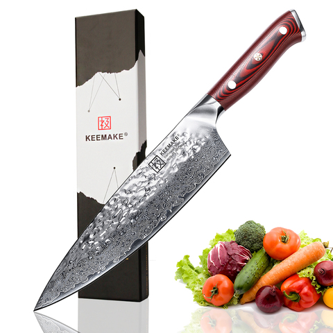 Keemake 8 inch Chef Knife Damascus Steel Sharp Culinary Kitchen