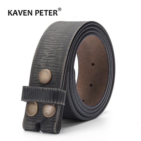 Vintage Belt Without Buckle For Men 100% Genuine Leather Belt For Jeans 3.8 CM Width Cowskin Strap With One Layer Leather ► Photo 1/6