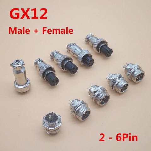 2 Sets GX12 Aviation Circular Connector 2 Pin 3pin 4pin 5pin 6pin Male Plug& Female Socket 12mm DF12 M12 ► Photo 1/3