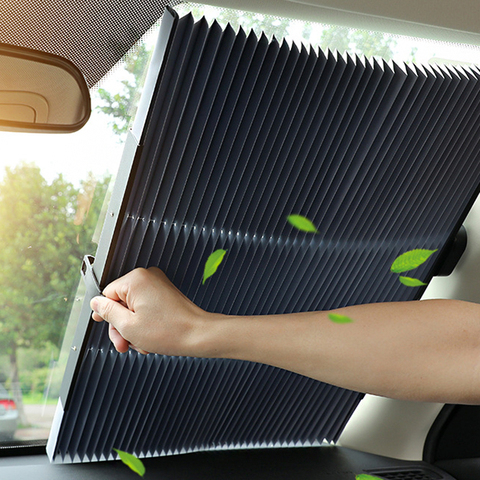 65x150cm Aluminum Foil Retractable Car Front Windshield Visor Sun Shade UV Cover