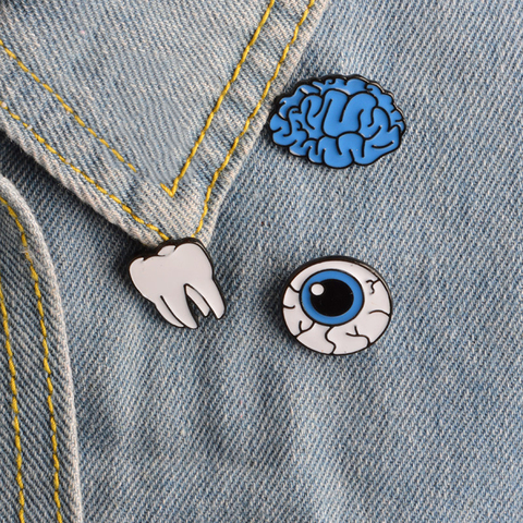 Cartoon Cute Organ Brain Eye Tooth Metal Brooch Pins Button Pins Brooch Denim Jacket Pin Badge Funny Gift Fashion Jewelry ► Photo 1/6