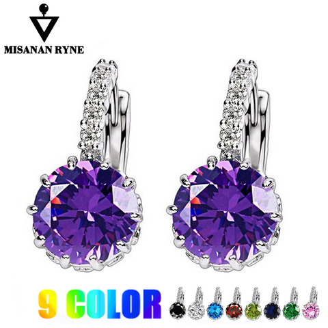 MISANANRYNE Silver-color CZ Zircon Drop Earring For Women Fashion Wedding Earrings 9 Colors Jewelry Brincos Pendientes ► Photo 1/6