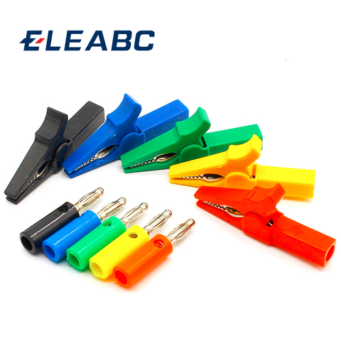 55MM Alligator clip + BANANA PLUG, test probe with 4mm Banana Plug Cable Clips red black blue yellow green ► Photo 1/6