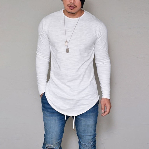 10 Colors Plus Size S-4XL 5XL Summer&Autumn Fashion Casual Slim Elastic Soft Solid Long Sleeve Men T Shirts Male Fit Tops Tee ► Photo 1/6