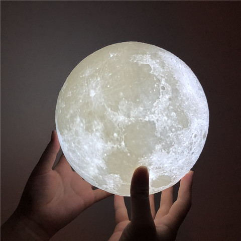 Free Shipping 3D Print Moon Lamp USB Rechargeable 2 Color Touch Control Bedroom Adjustable Night Light Decor Gift Luminaria blub ► Photo 1/6