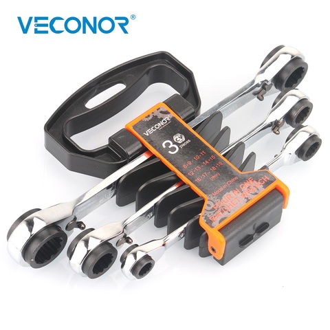 3PCS Ratchet Wrench Spanner Set Wrench of Key 72T Ratcheting Key Wrench Mirror Polish A Set of Reversible Multi-tool Rack Packed ► Photo 1/6