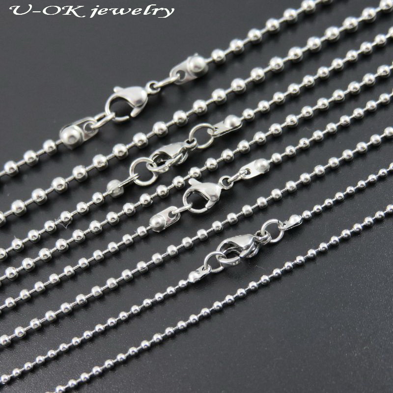 Wholesale Lot 50/100pcs Stainless Steel Ball Chain Necklace 2-6mm 18-30" Gift 