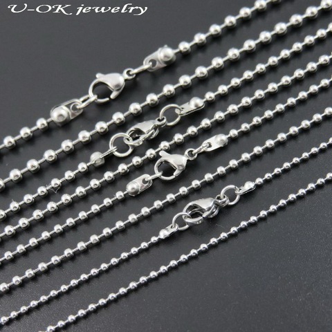 1.5/2.0/2.4/3.0/4.0mm Stainless Steel Ball Bead Chain Necklace with Lobster Clasp, Fashion Dogtags Chain Keychain ► Photo 1/5