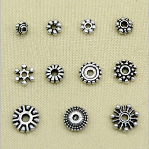 50Pcs Tibetan Style Alloy daisy & Snowflake Spacers Bead Metal Beads for Jewelry Makings 7~10mm in Diameter Antique Silver ► Photo 1/6