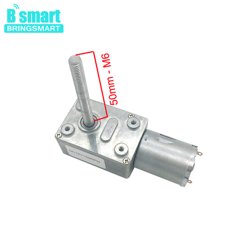 Bringsmart DC Mini Worm Geared Motor JGY370 24v Long Threaded Shaft 50mm With Small Reducer Gearbox 150rpm Low Speed Motor ► Photo 1/1