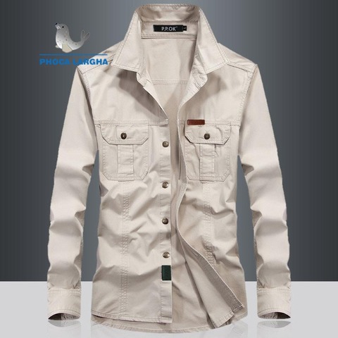 Military Quick-drying Men's Tactical Clothing Outdoor Camping Long-sleeved shirts Turn-down Collar Large Size shirts Male Khaki ► Photo 1/6