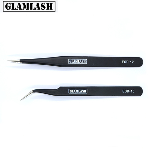 Glamlash ESD-12 ESD-15 Anti-static Tweezer Curved Tweezer Straight Tip Tweezer Makeup Tool ► Photo 1/6