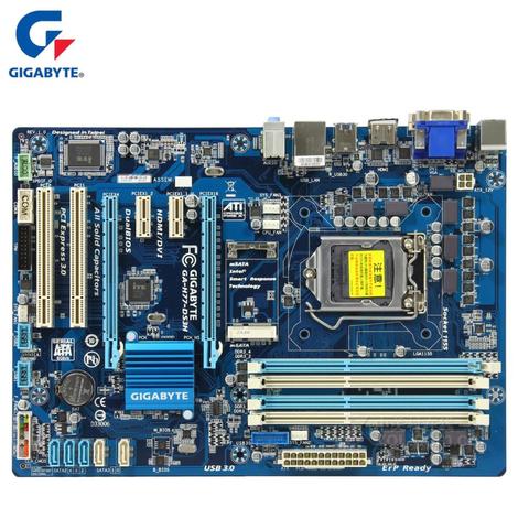 Gigabyte GA-H77-DS3H Motherboard For Intel H77 DDR3 USB3.0 32GB SATA III LGA 1155 H77 DS3H Desktop Mainboard Systemboard Used ► Photo 1/1