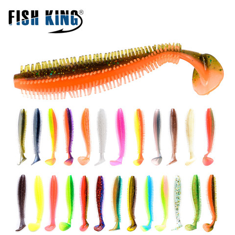 FISH KING 9/12cm Silicone Bait Smell Soft Fishing Lure 4-5pcs Jigging Worm Shad Artificial Fishing Bait For Bass Wobblers ► Photo 1/6