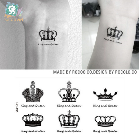 Temporary Tattoos King Queen Crown Tattoo Sticker Waterproof Men