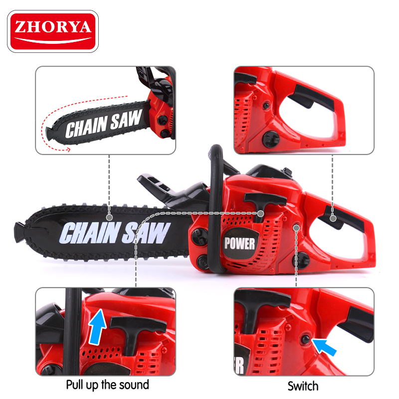 Rotating Chainsaw Realistic Sound Power Tool House Play Toys for Boys Kids Gifts 