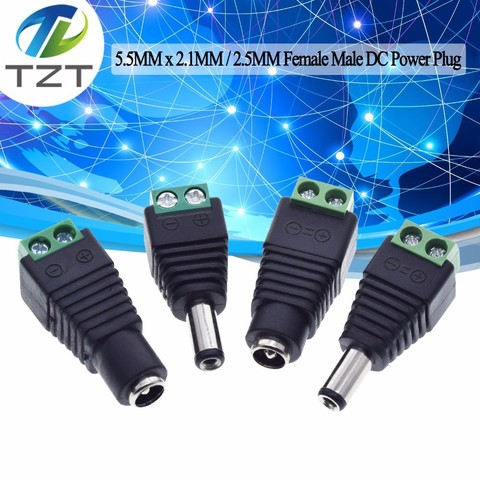 1pack 5.5MM x 2.1MM / 2.5MM Female Male DC Power Plug Adapter for 5050 3528 5060 Single Color LED Strip and CCTV Cameras ► Photo 1/6