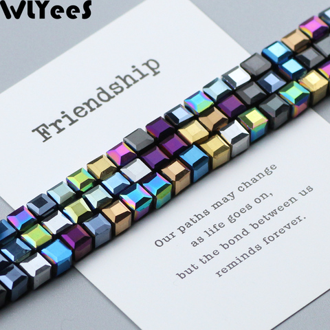 WLYeeS 6mm Plating Color Austrian crystal 50pcs Square shape Glass Spacer Loose bead For Jewelry Necklace Accessories Making DIY ► Photo 1/6