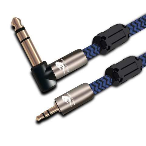 Hifi Audio Cable Straight 3.5mm Mini Jack to Angle 6.35mm 1/4