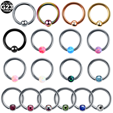 1PC Titanium Crystal Captive Bead Rings Opal Ball Closure Nipple Lip Eyebrow Nose Piercing Ear Septum Helix BCR Piercing Jewelry ► Photo 1/6