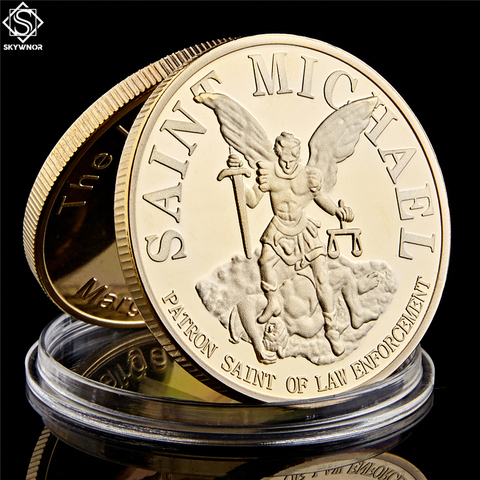 The Archangel with Prayer USA St Michael 1OZ Gold/Silver Challenge Coin USA Collectibles ► Photo 1/6