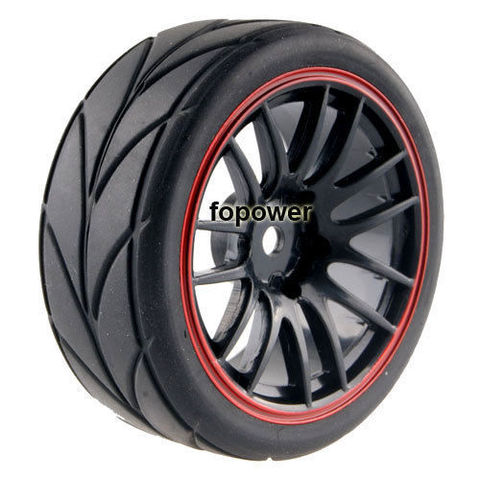 4pc 1/10 On-Road Car Tires 26*64MM Plastic Wheel Rim Rubber Tyre for HSP Tamiya HPI Kyosho Sakura 94122 94123 D3 D4 CS tt02 9068 ► Photo 1/6