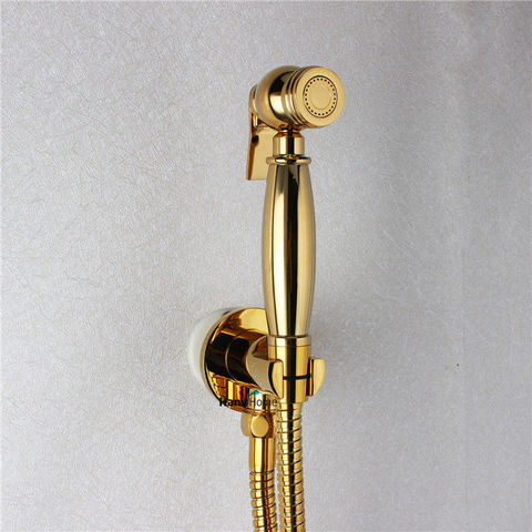 Gold Brass Bathroom Hand held Bidet  Sprayer Faucet  Spray Gun & Holder Hose Conector &1.5m Shower Hose ► Photo 1/6