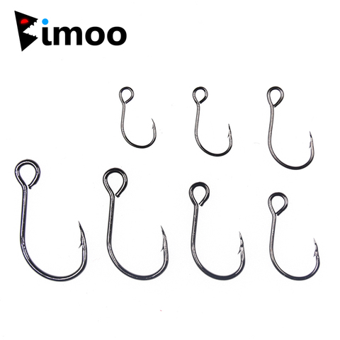 Bimoo 50pcs for Fishing Lure Spare Hook Single Fish Lure Hooks Inline Hook Big Eye Size1 2 4 6 8 Sharp High Carbon Steel ► Photo 1/6