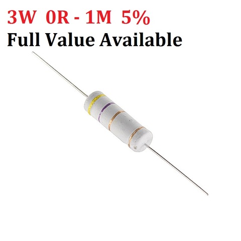 Free Ship 200pcs 3W Carbon Film Resistor (0R to 1M) 10K ohm 10K 4.7k 2.2K 1K 100K Metal film 3/5/6/7/8/0/9.1.2.3.4.5.6.7.8./R/K ► Photo 1/1