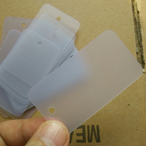 200pcs , 3.5 * 6.5 cm Stock sale Matte frosted blank jewelry PVC swing tags Plastic hang tag 27s thickness ► Photo 1/4
