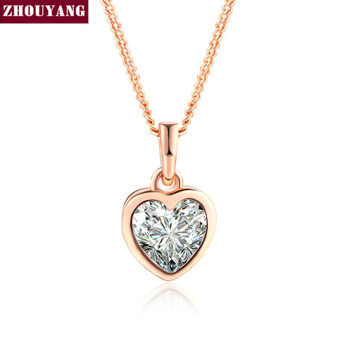 Top Quality Heart Crystal Rose Gold Color Fashion Pendant Jewelry Made with Austria Crystal ZYN129 ZYN130 ► Photo 1/6